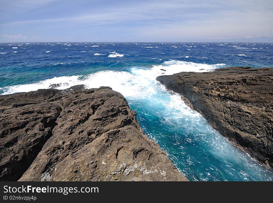 The beautiful coast with a river