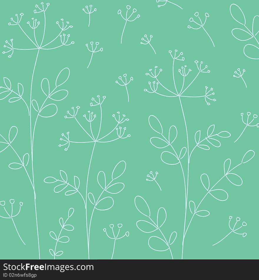 Vintage floral wallpaper with hand-drawing elements