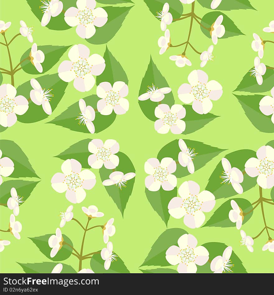 Background with a sprig of jasmine