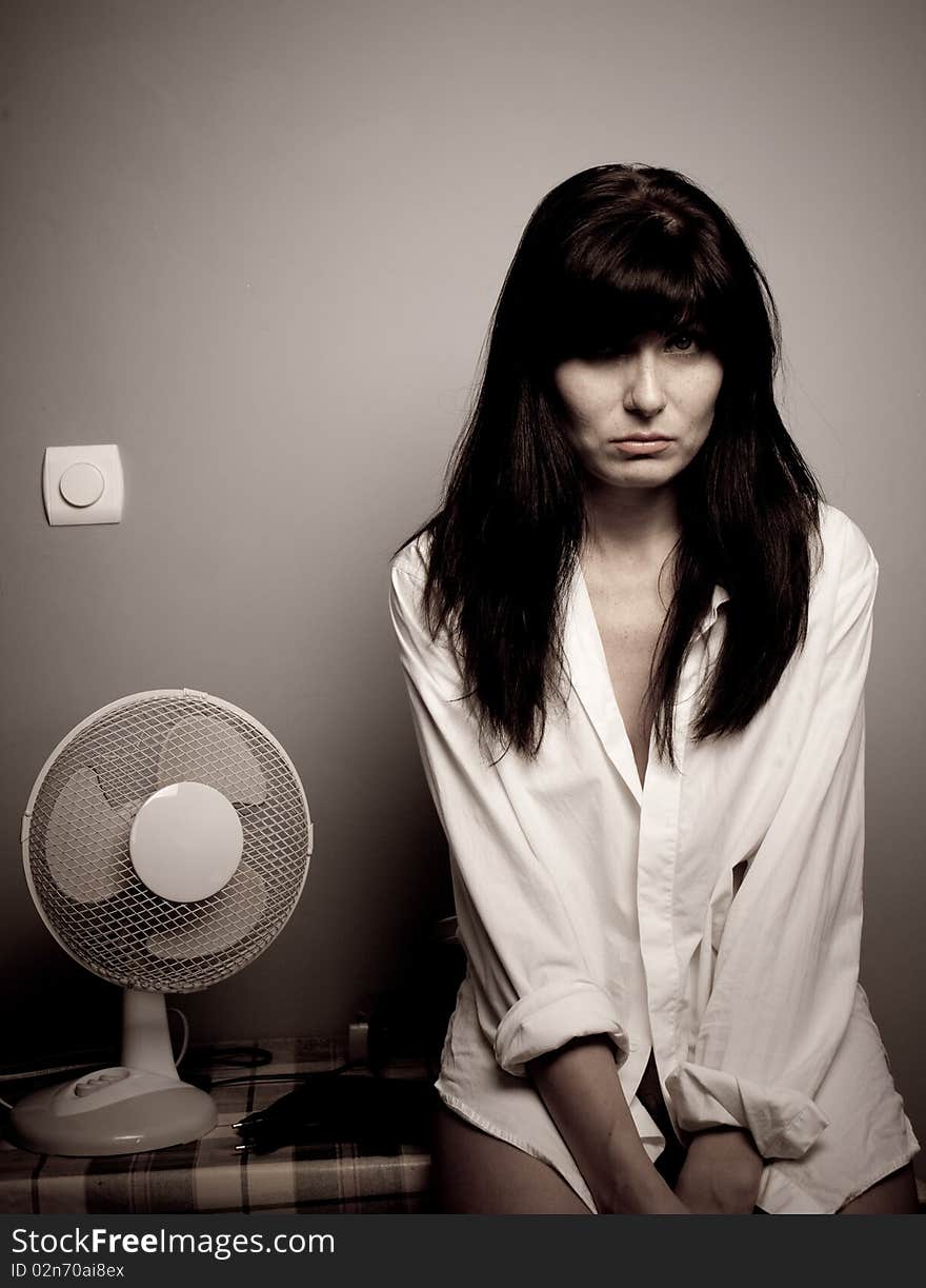 Woman's portrait with grey background