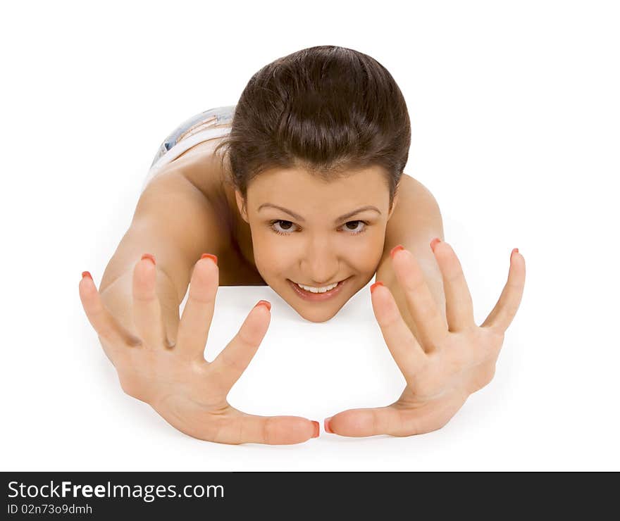 Brightly picture of Smiling brunette in joyful