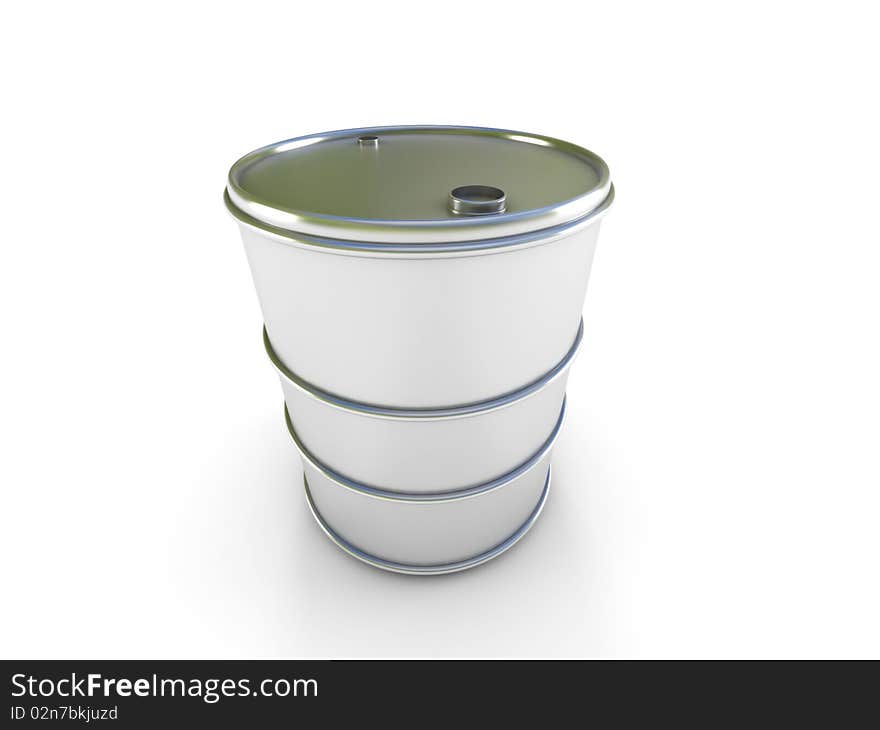 Metal drum isolated on white background. High quality 3d render.