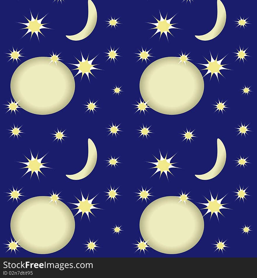 Blue background with moons and stars. Blue background with moons and stars