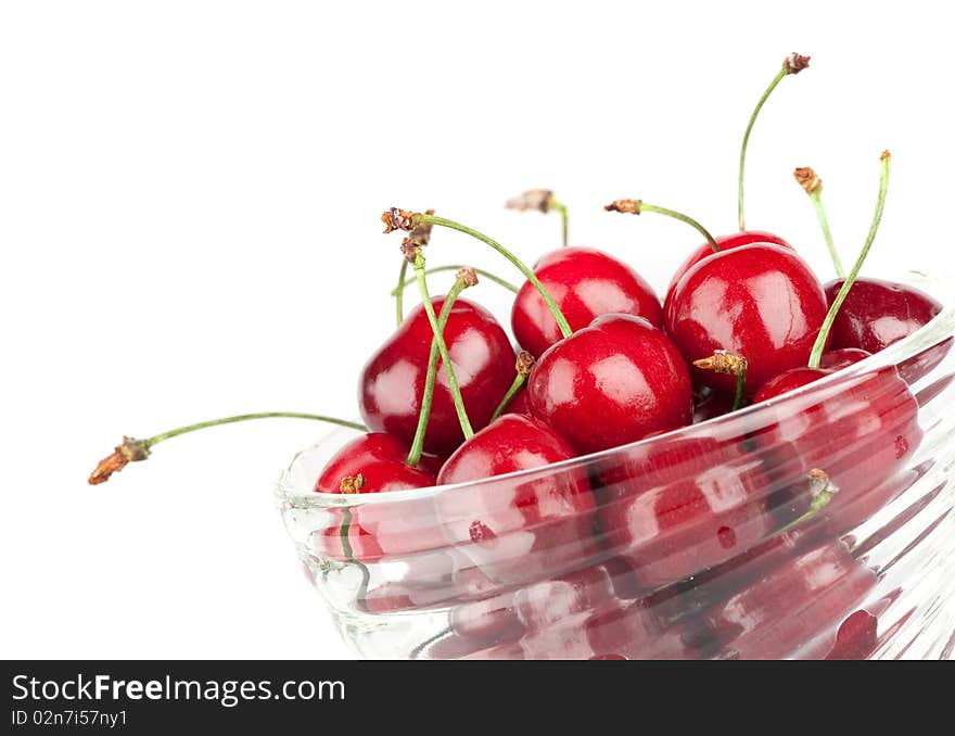 Fresh red cherry isolated on a white background. Fresh red cherry isolated on a white background