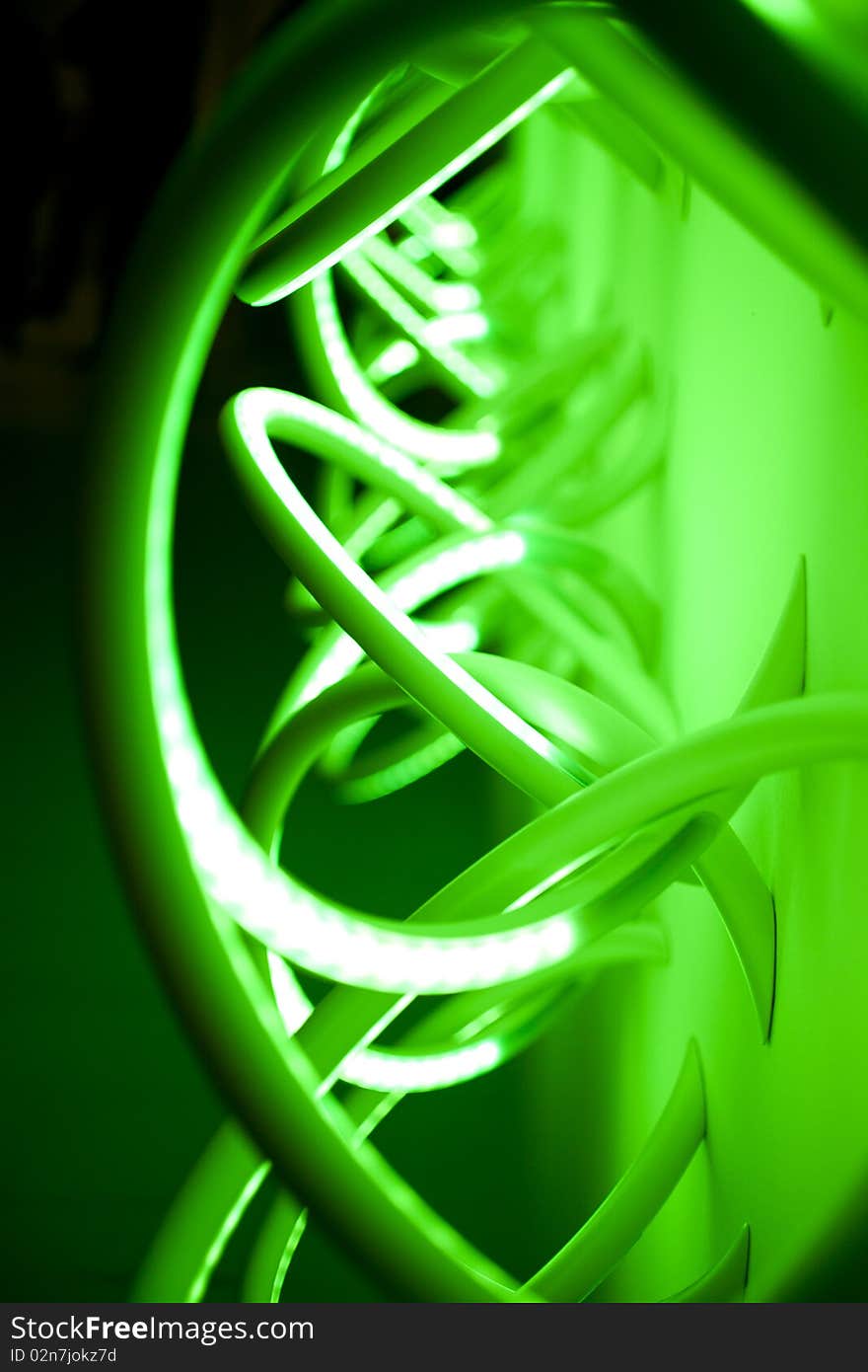 Green and sinuous Neon light