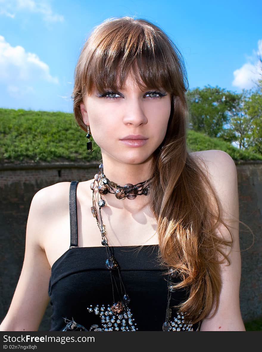 Fashion woman portrait with a hispanic looking, studio shot