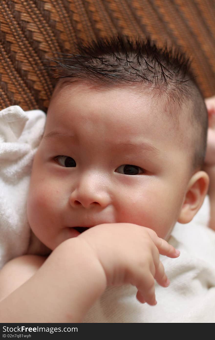 Lovely chinese baby just have a bath. Lovely chinese baby just have a bath