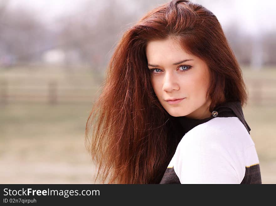 Closeup portrait of a beautiful young woman