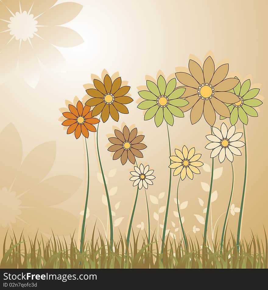 Abstract style flowers  illustration vector