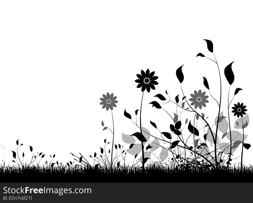 Flowers background silhouette illustration vector