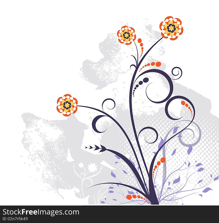 Abstract style floral design vector