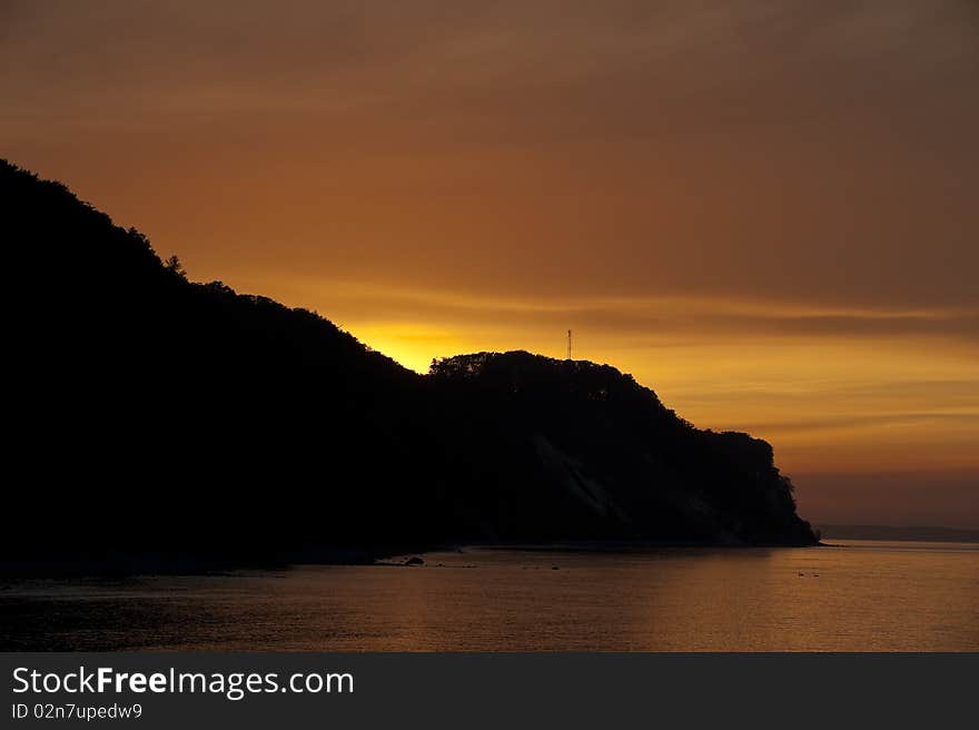 Sunset on the beach in Sellin,Germany