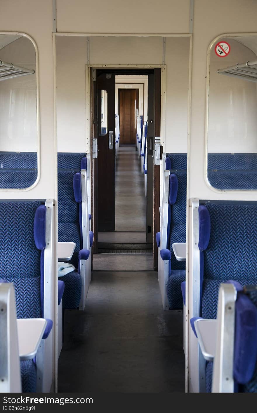 Empty train carriage on an old fashioned steam train. Empty train carriage on an old fashioned steam train