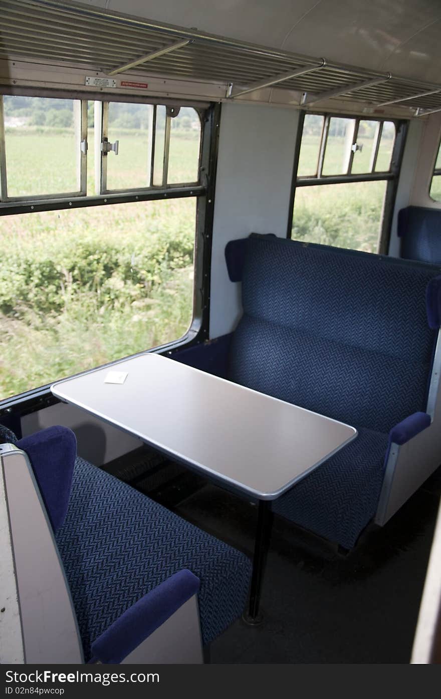 Empty train carriage on an old fashioned steam train. Empty train carriage on an old fashioned steam train