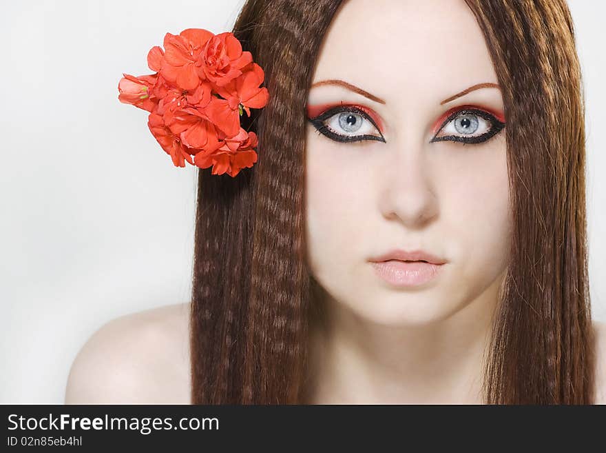 Portrait of young woman with make-up