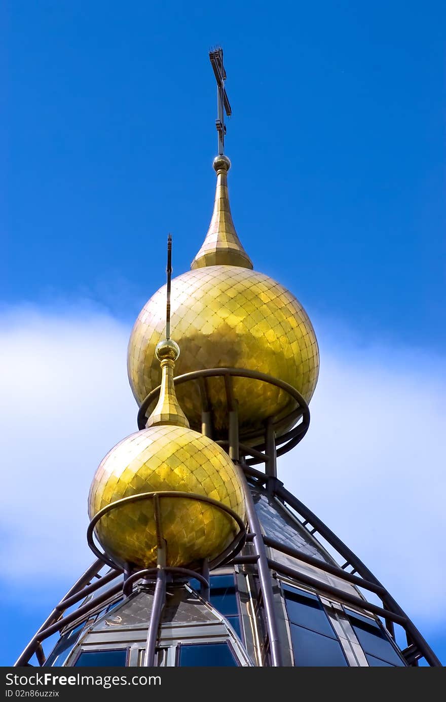 Cupola of church and sky on background