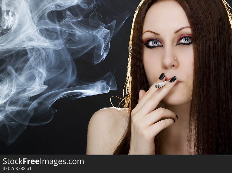 Young woman smoking