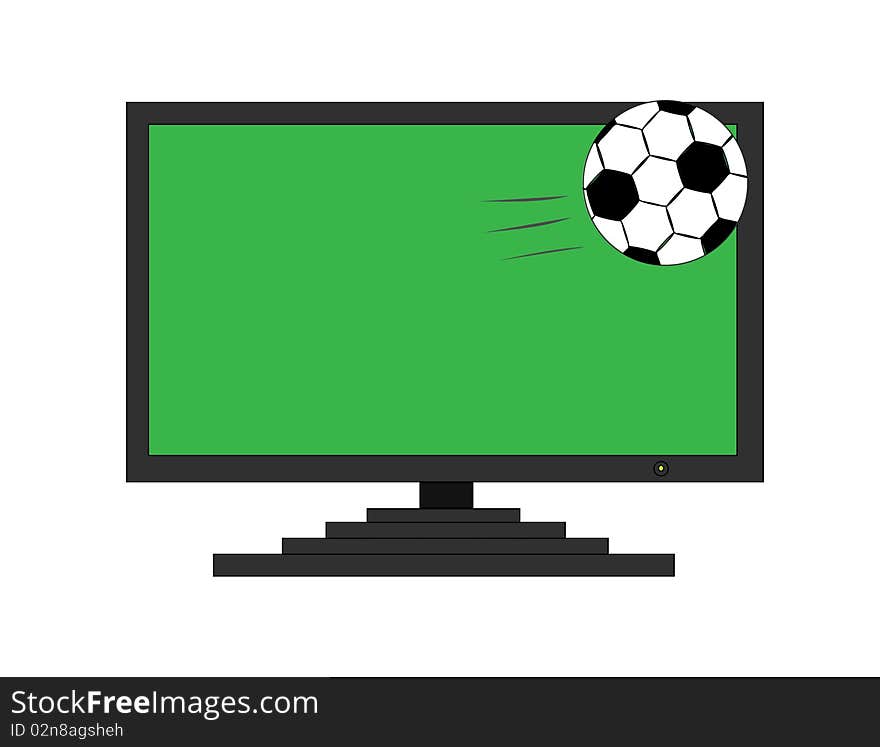 Soccer ball get out of TV screen