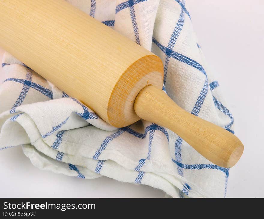 Rolling pin. Close up on white background