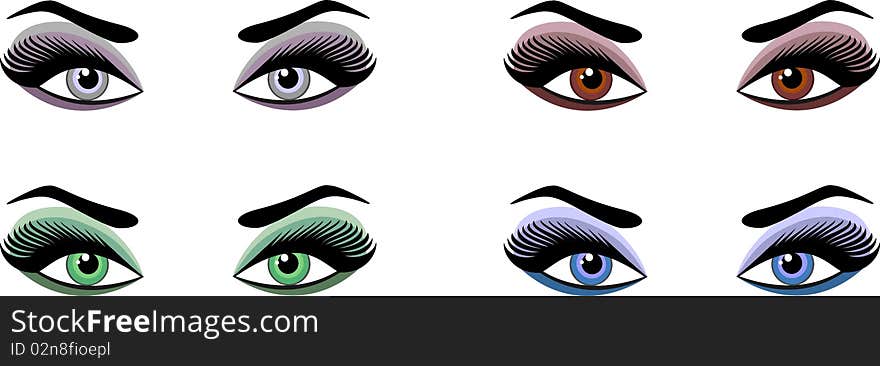 Evening make-up for eyes of different colors. Evening make-up for eyes of different colors