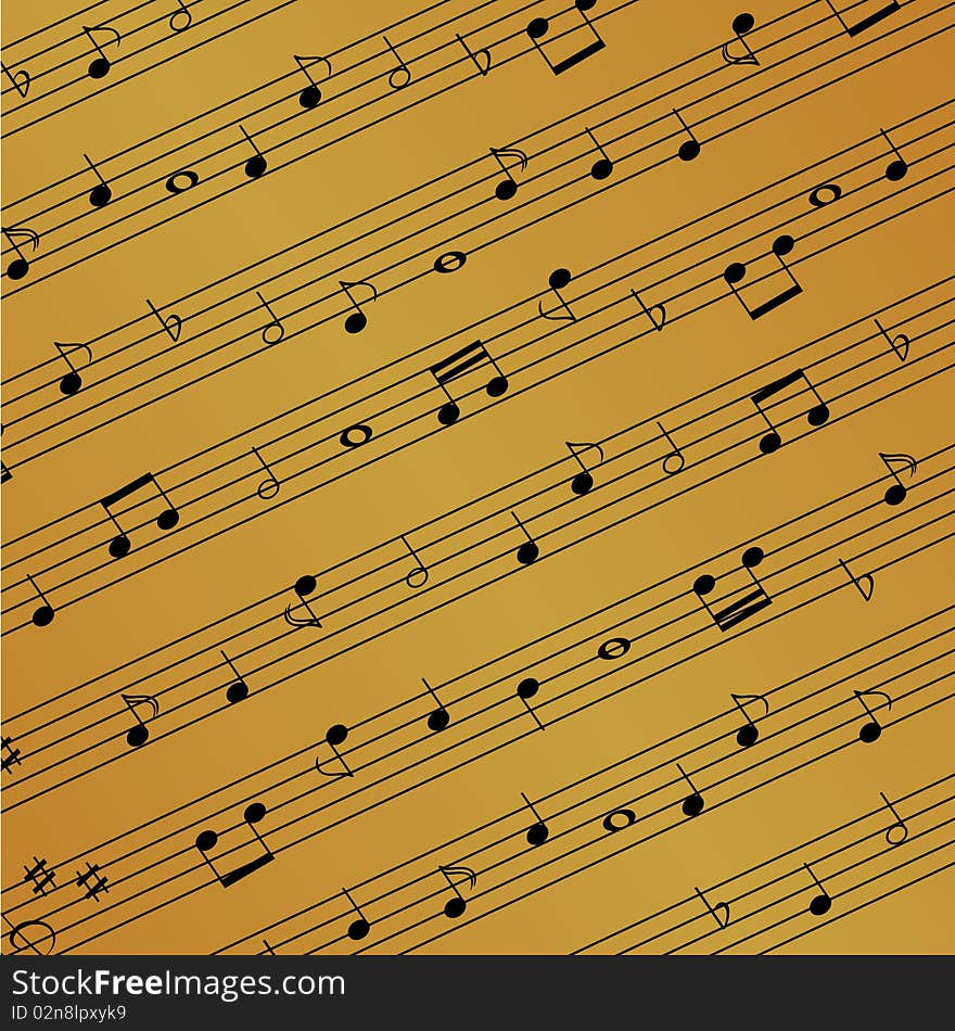 Musical notes on the sheet. Musical notes on the sheet