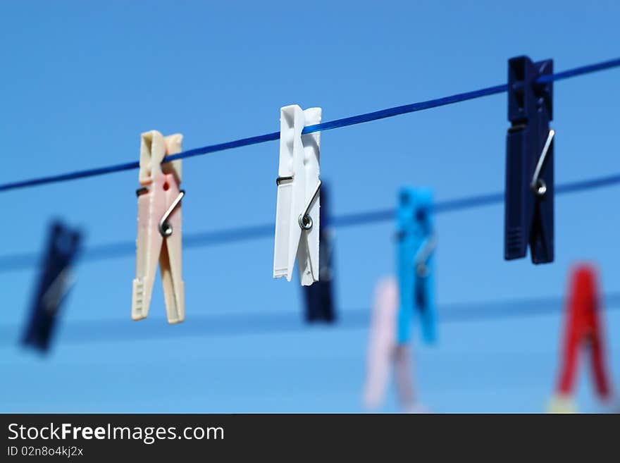 Cloth pegs with a under the blue sky