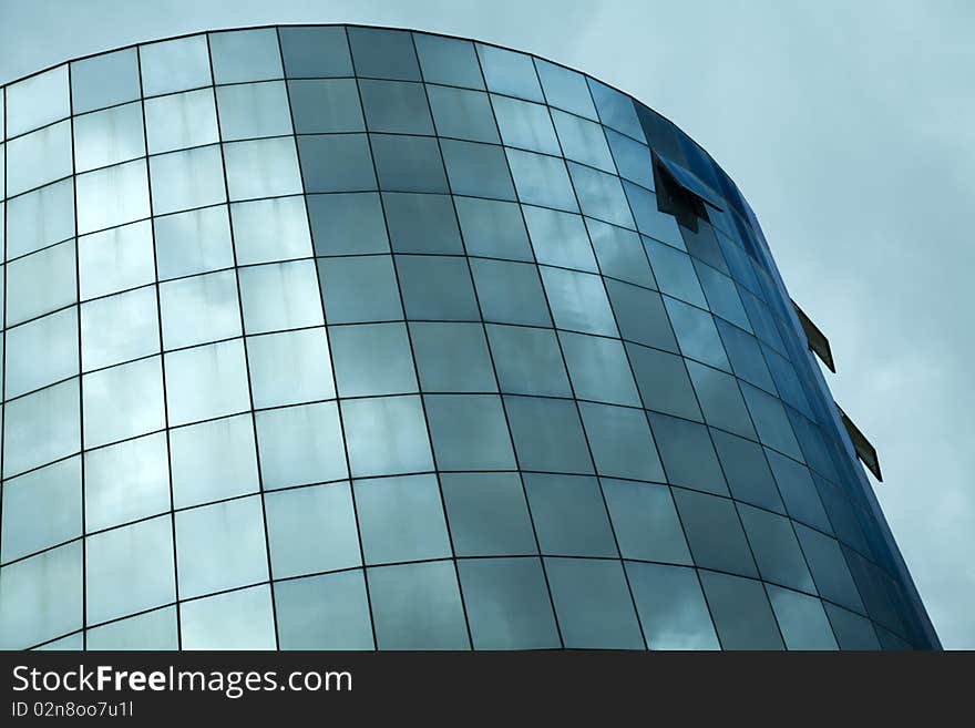 Glass wall of business center. Glass wall of business center