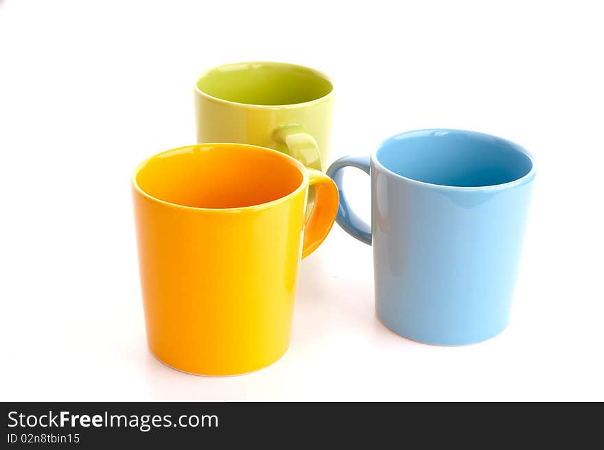 Colored Cups. Isolated On White Background.