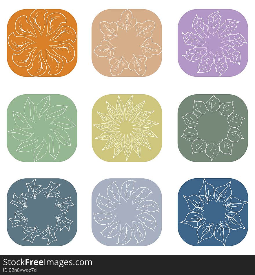 Set of floral icons vector