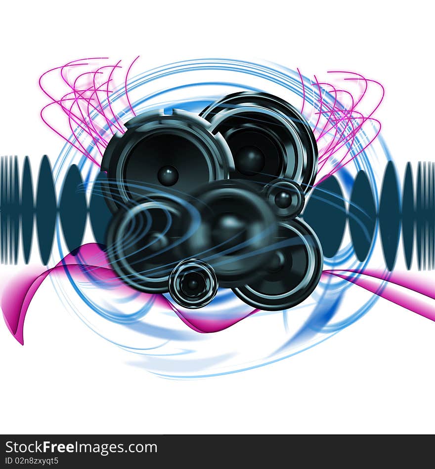 A set of woofers booming in abstract background. A set of woofers booming in abstract background