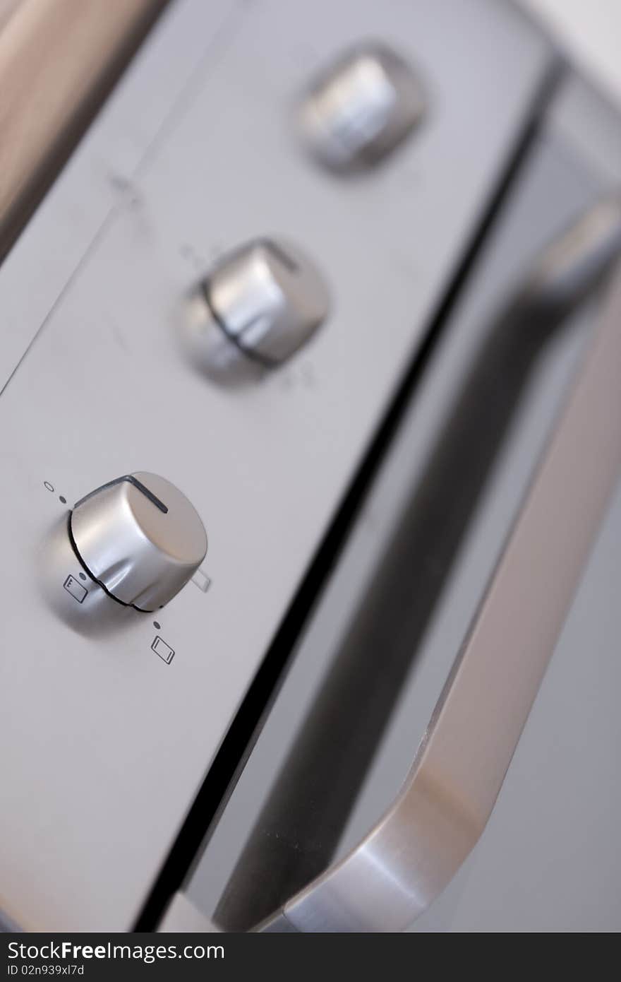 Detail of a new design stainless steel oven controls