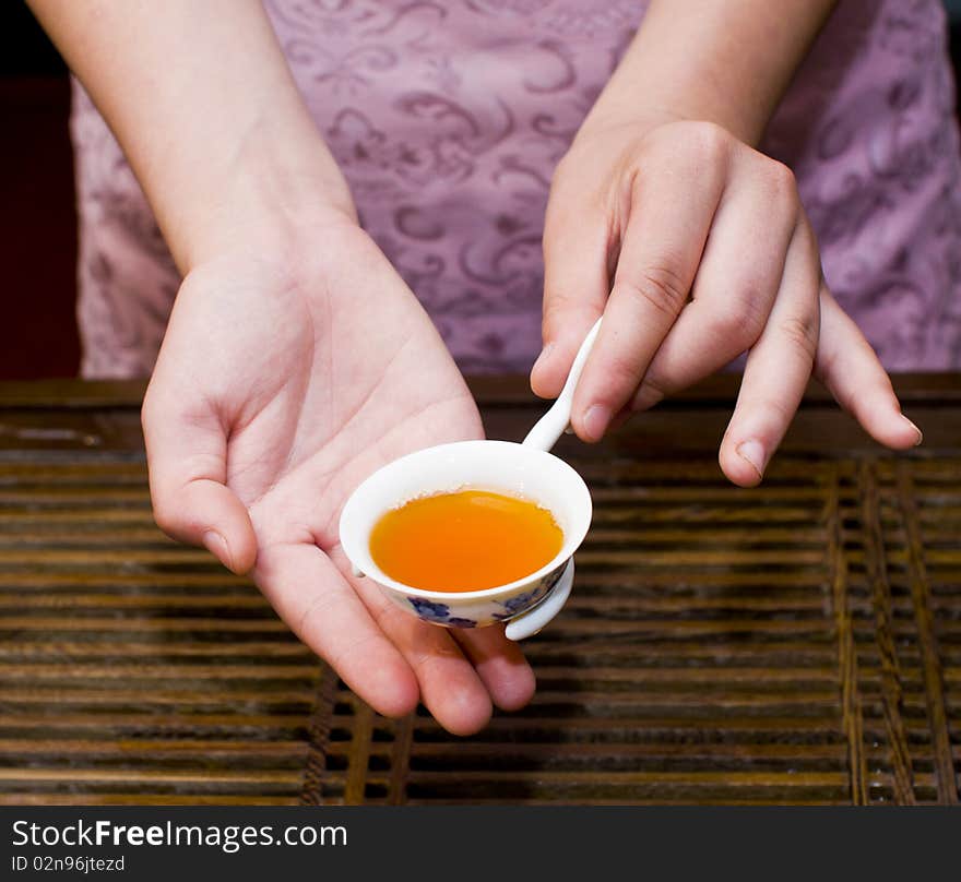 Taste of tea ceremony in her spare time. Taste of tea ceremony in her spare time