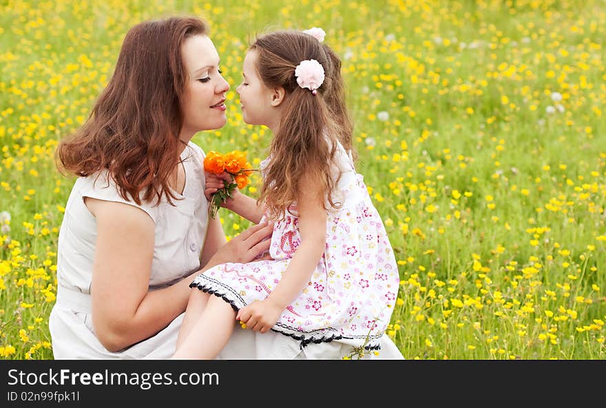 Mum with a daughter on the nature. Mum with a daughter on the nature