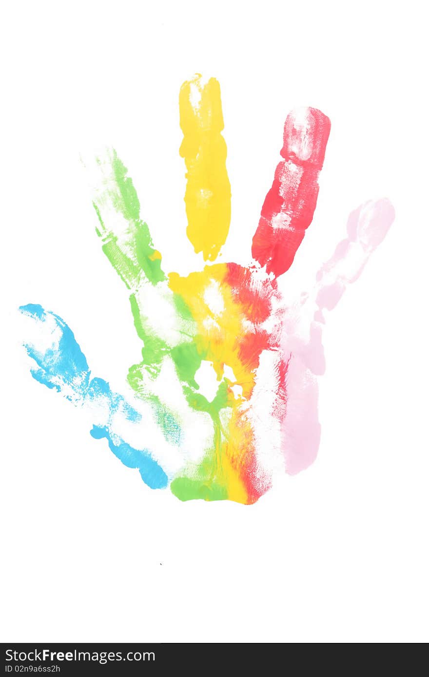 Colorful child hand painted texture isolated. Colorful child hand painted texture isolated