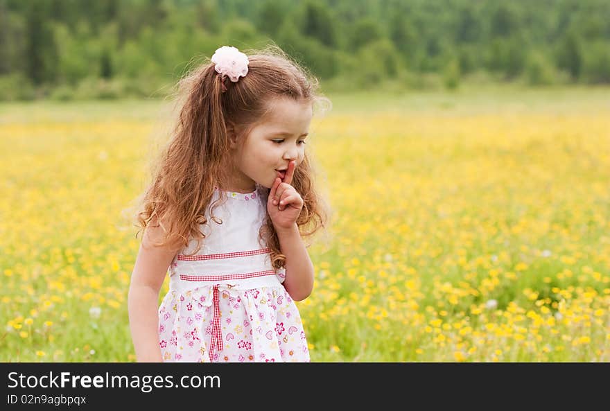 The little girl on the nature