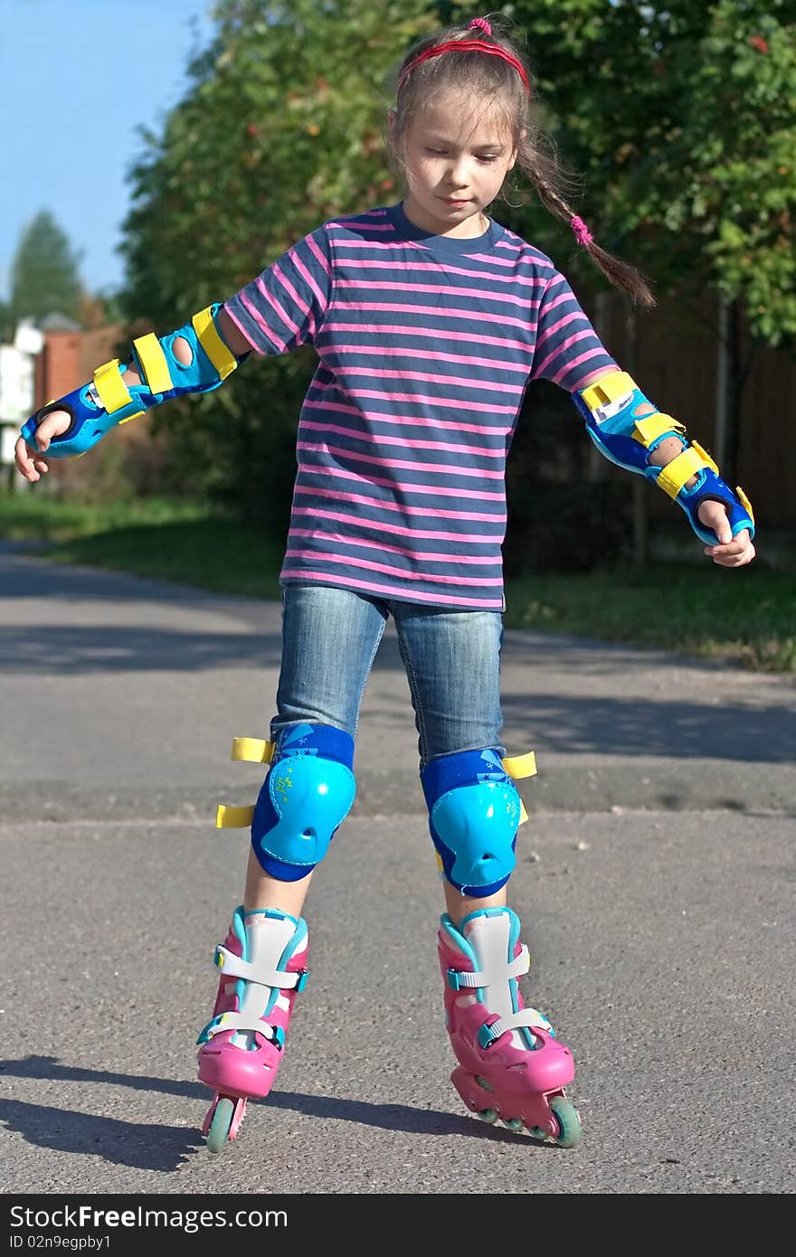 Girl on roller blades