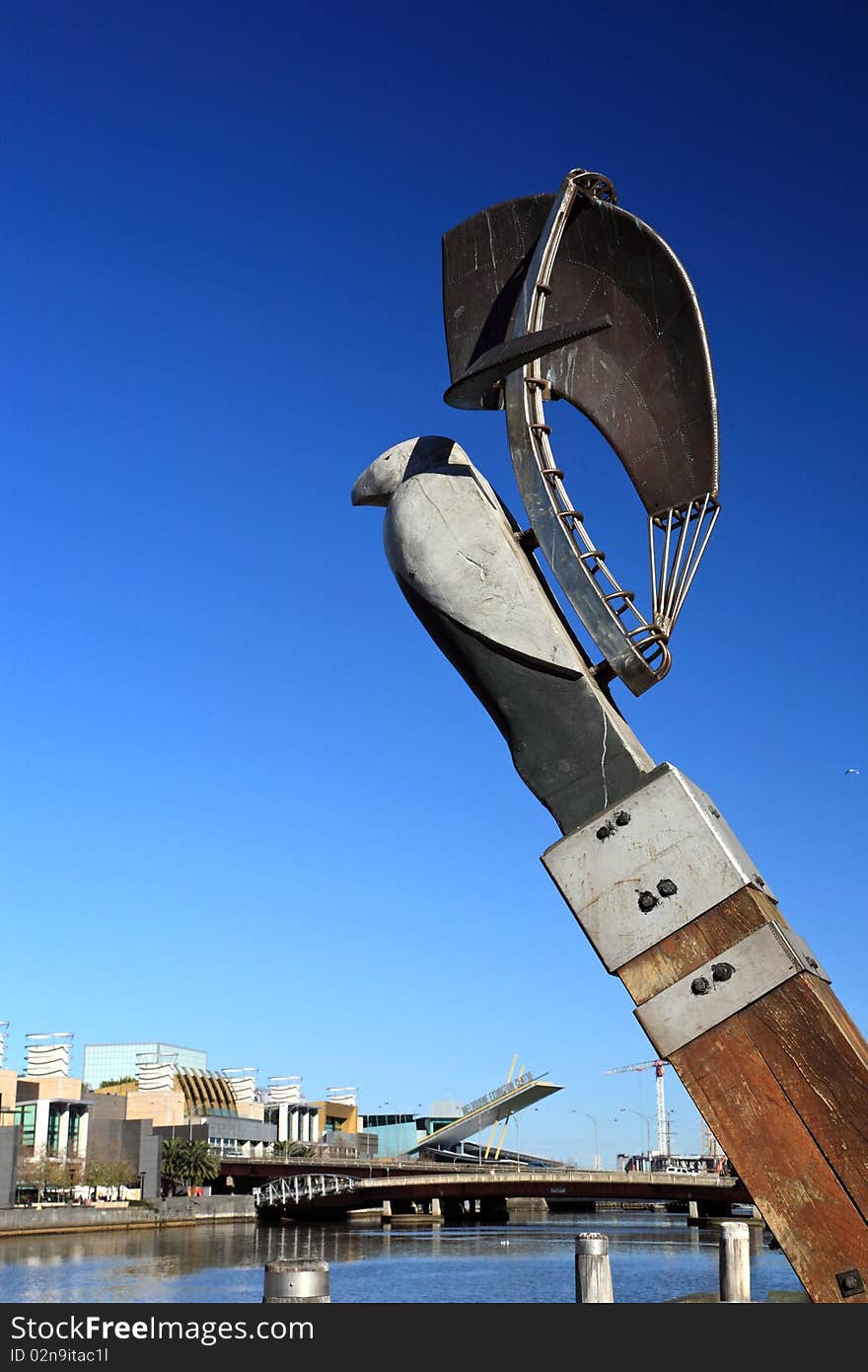 Modern statues by the Yarra River, Melbourne, Australia. Modern statues by the Yarra River, Melbourne, Australia