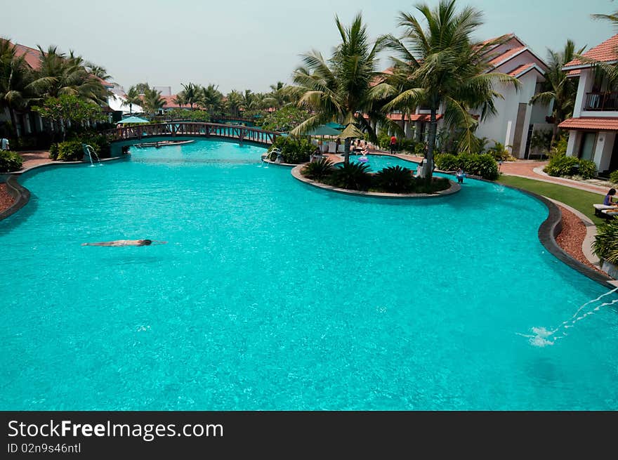 A beautiful pool at a luxurious resort