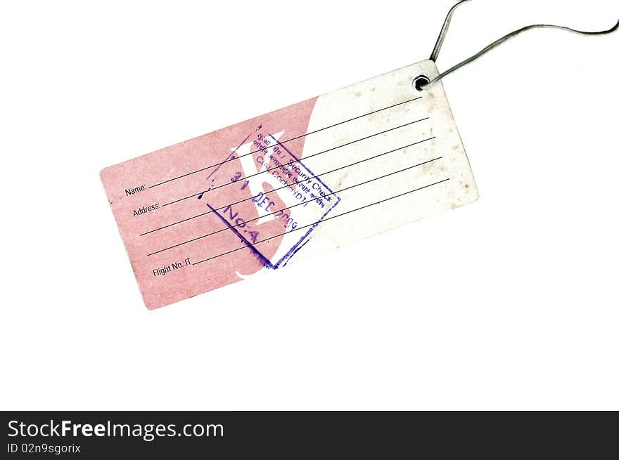 An airport security tag isolated on a white background