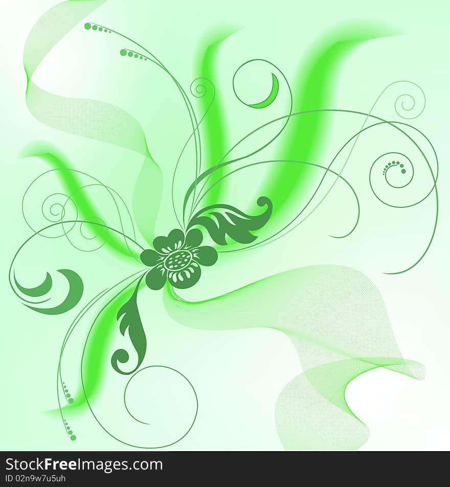 Green background with a bouquet