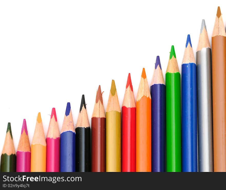 Colored pencils isolated on a white background