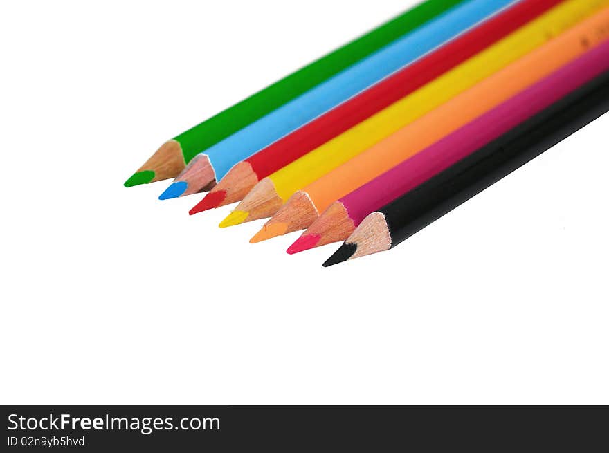 Colored pencils isolated on white back ground