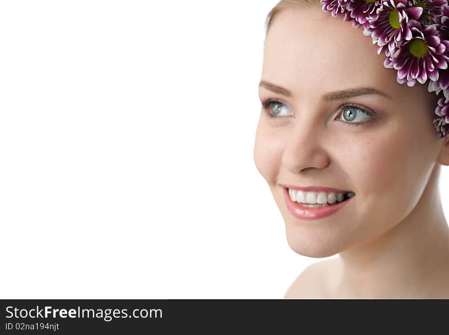 Young beauty woman over white background