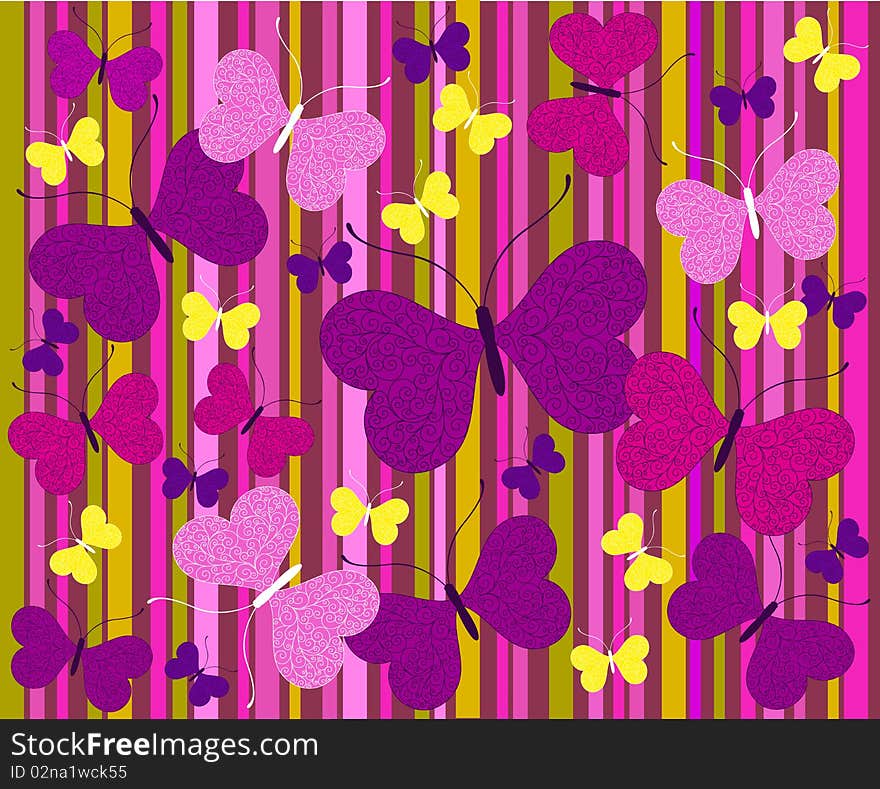 Abstract background with butterflies. Vector Illustration