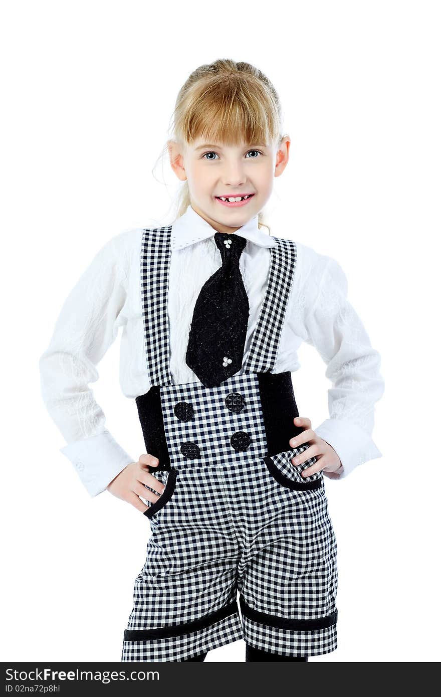 Shot of a little girl in a suit. Isolated over white background. Shot of a little girl in a suit. Isolated over white background.