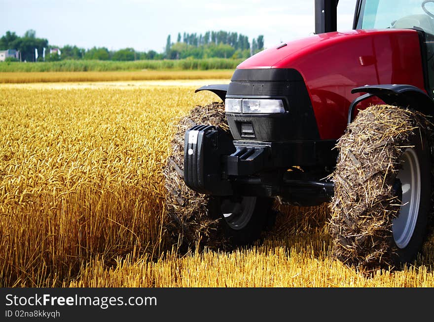 Tractor in field