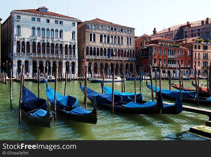 Grand canal of Venice with gondolas, Italy