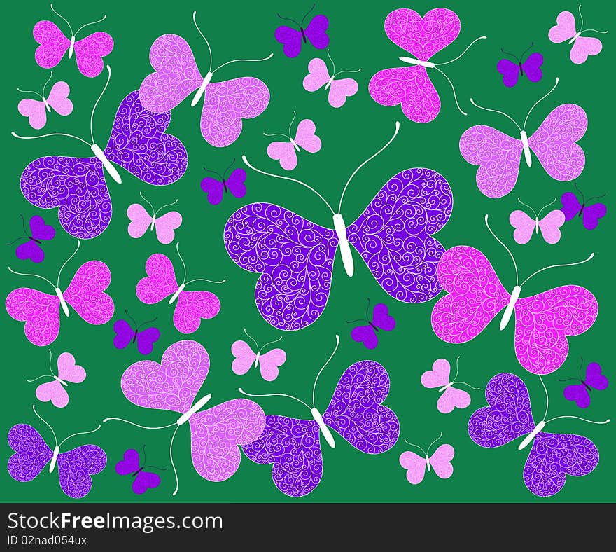 Abstract background with butterflies. Vector Illustration