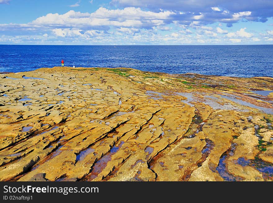 Beautifully coloured and patterned sandstone, weathered by wind and carved by the sea, La Perouse, Sydney. Beautifully coloured and patterned sandstone, weathered by wind and carved by the sea, La Perouse, Sydney