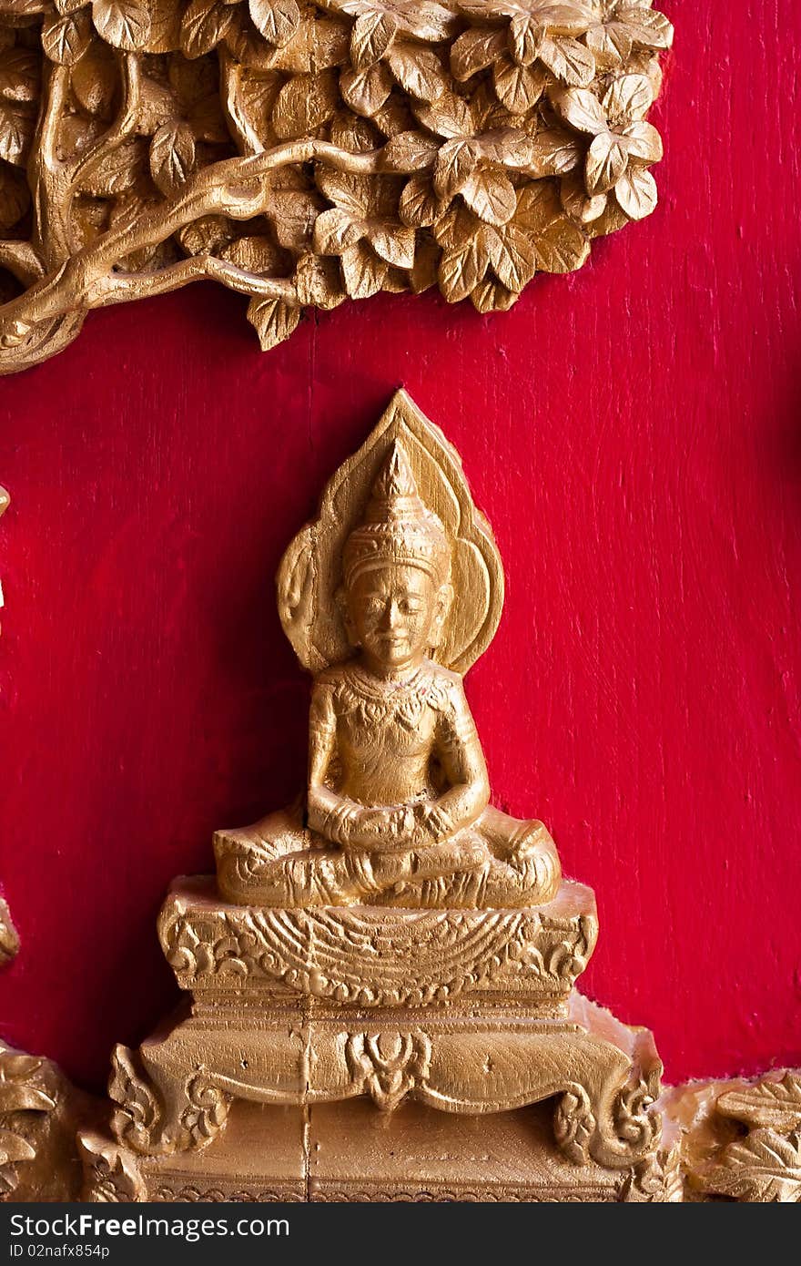 The wood sarve on the door in thai temple